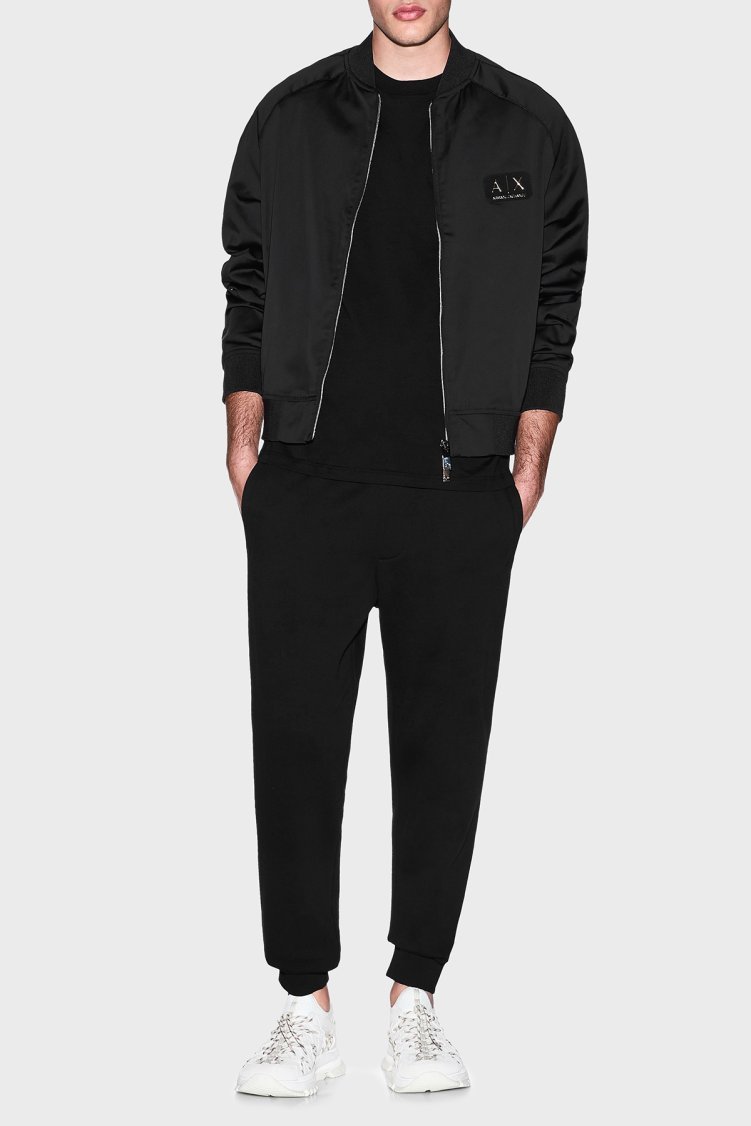 Armani Exchange Logolu Regular Fit Kolej Yaka Fermuarlı Erkek Ceket XM001836 AF20535 UC001 Siyah - Armani Exchange (1)