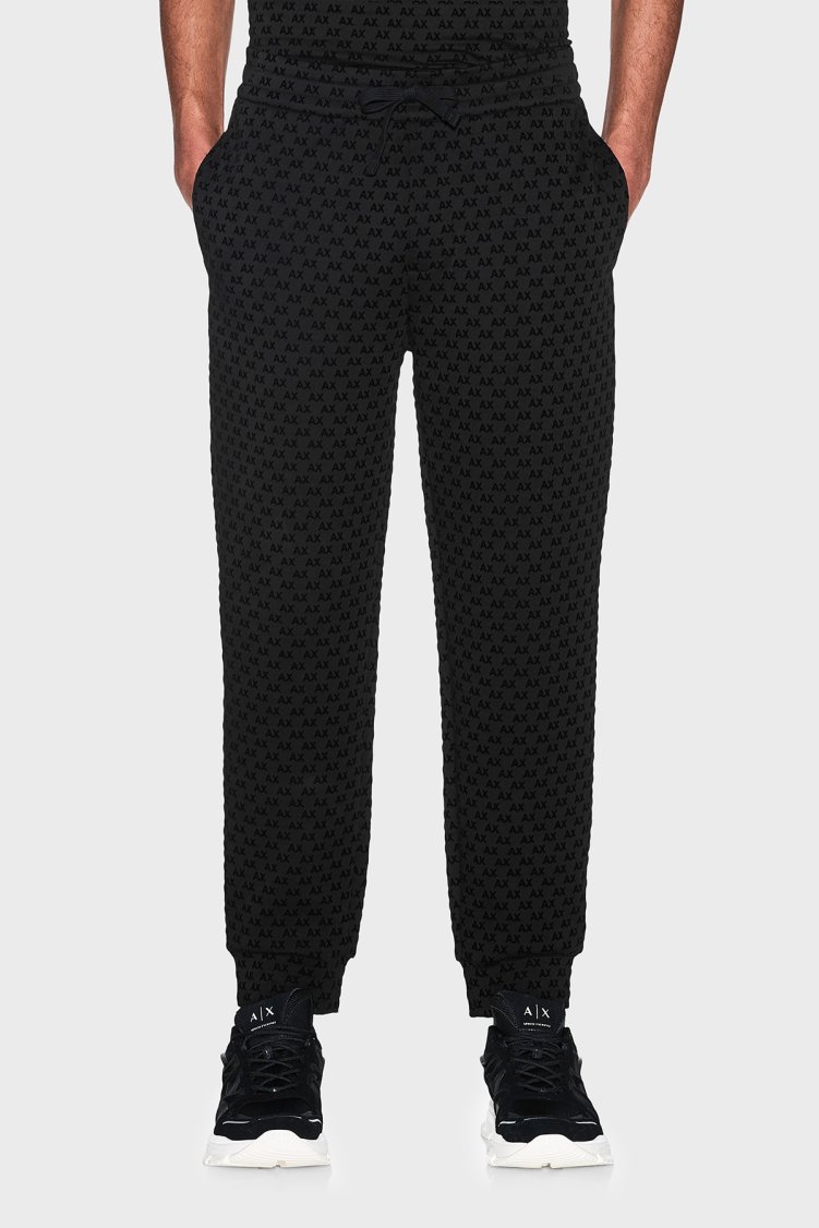 Armani Exchange Logolu Regular Fit Lastikli Paça Erkek Pantolon XM002904 AF10818 UC001 Siyah - Armani Exchange