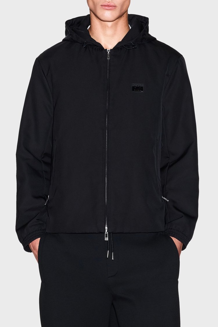 Armani Exchange Logolu Regular Fit Su ve Rüzgar Geçirmez Erkek Ceket XM001102 AF16672 UC001 SİYAH - Armani Exchange