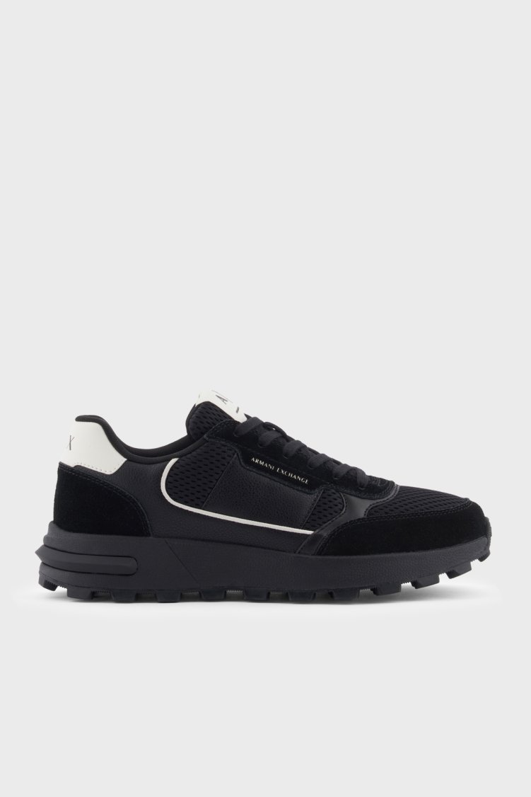 Armani Exchange Logolu Sneaker Erkek Ayakkabı XM002197 AF17447 MC024 SİYAH-BEYAZ - Armani Exchange
