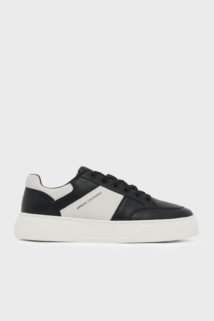 Armani Exchange Logolu Sneaker Erkek Ayakkabı XM002627 AF17540 MC482 Siyah-beyaz - Armani Exchange