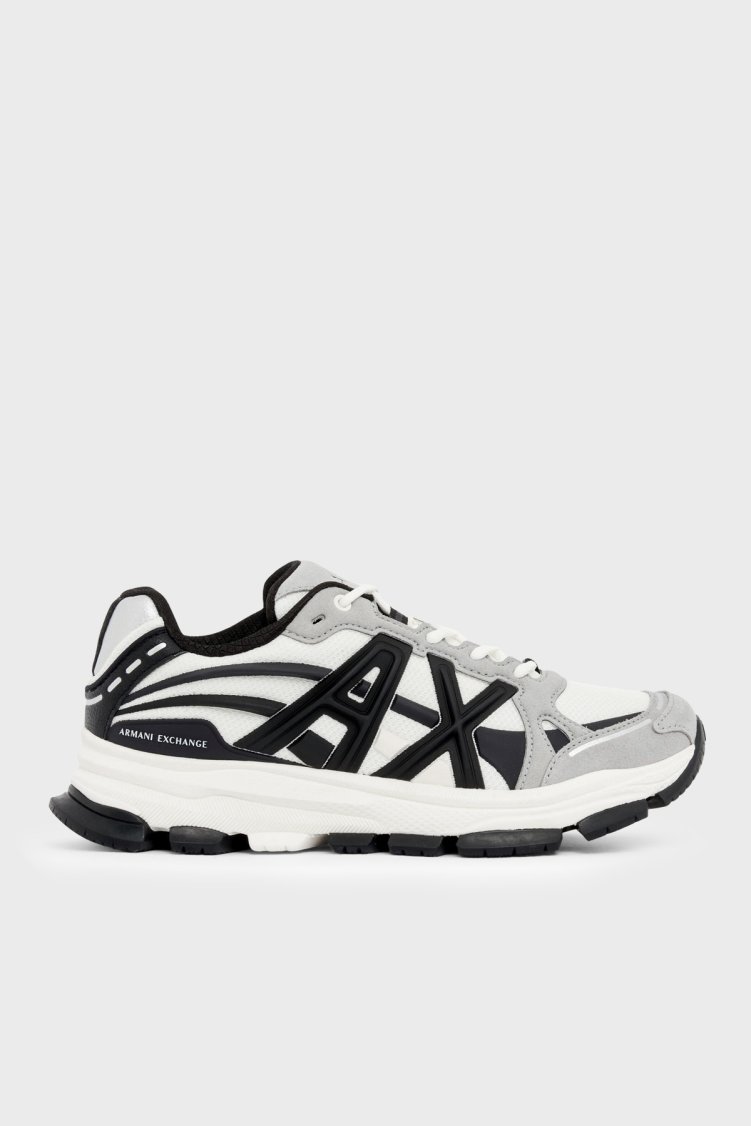 Armani Exchange Logolu Sneaker Erkek Ayakkabı XM003608 AF29104 M8457 Gri-beyaz-siyah - Armani Exchange