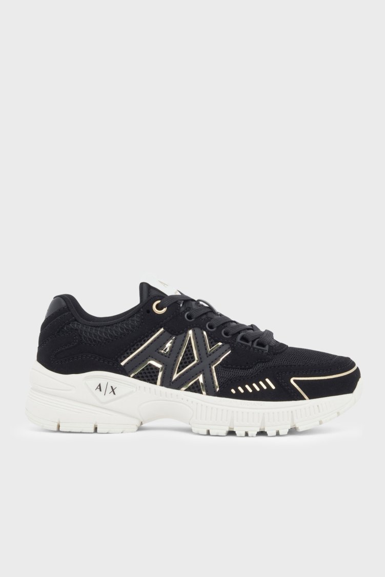 Armani Exchange Logolu Sneaker Kadın Ayakkabı XW002153 AF22757 MZ815 Siyah-gold - Armani Exchange