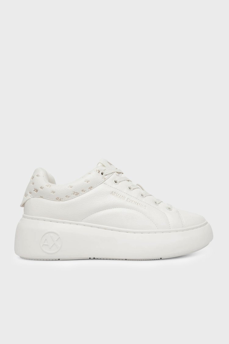 Armani Exchange Logolu Sneaker Kadın Ayakkabı XW003064 AF17570 MZ128 Beyaz-gold - Armani Exchange