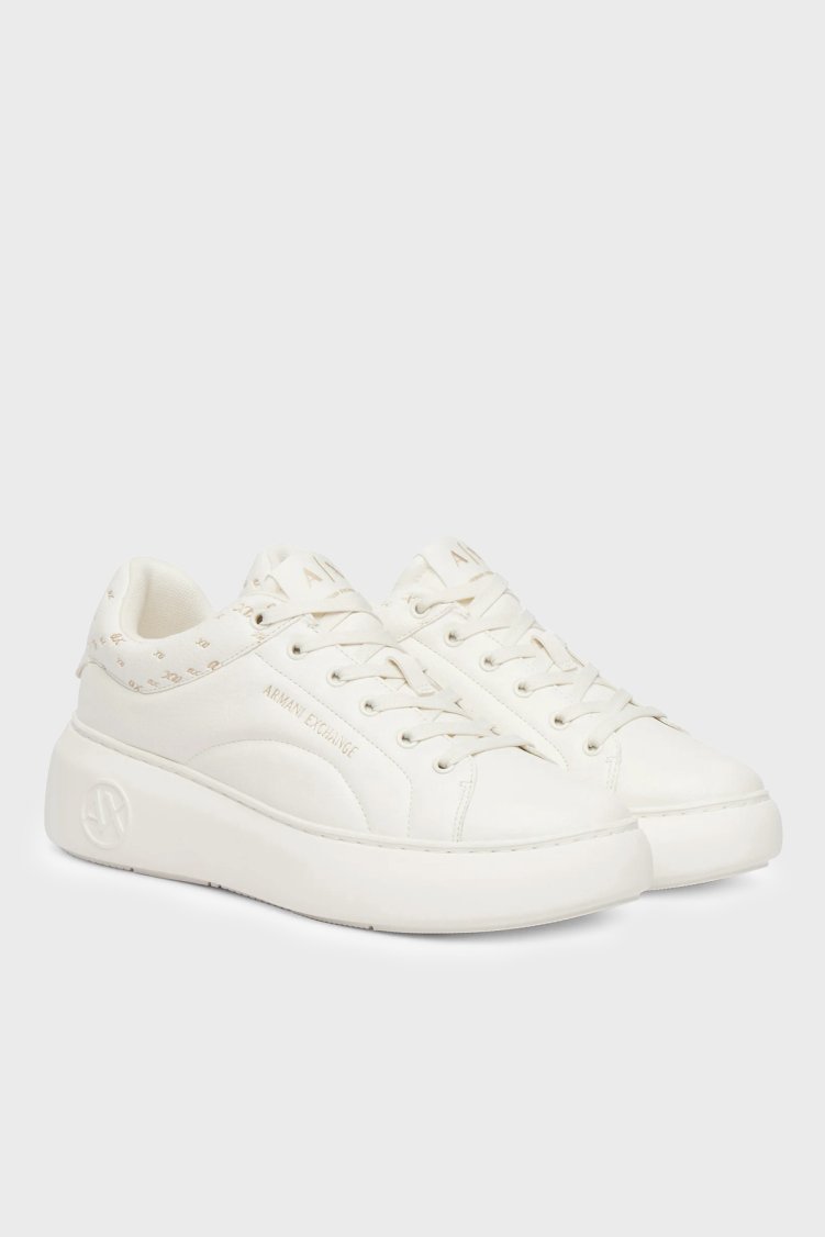 Armani Exchange Logolu Sneaker Kadın Ayakkabı XW003064 AF17570 MZ128 Beyaz-gold - Armani Exchange (1)