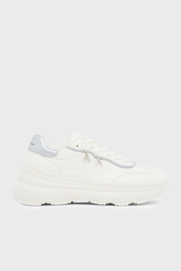 Armani Exchange Logolu Sneaker Kadın Ayakkabı XW003105 AF27405 M0215 Beyaz-gümüş - Armani Exchange