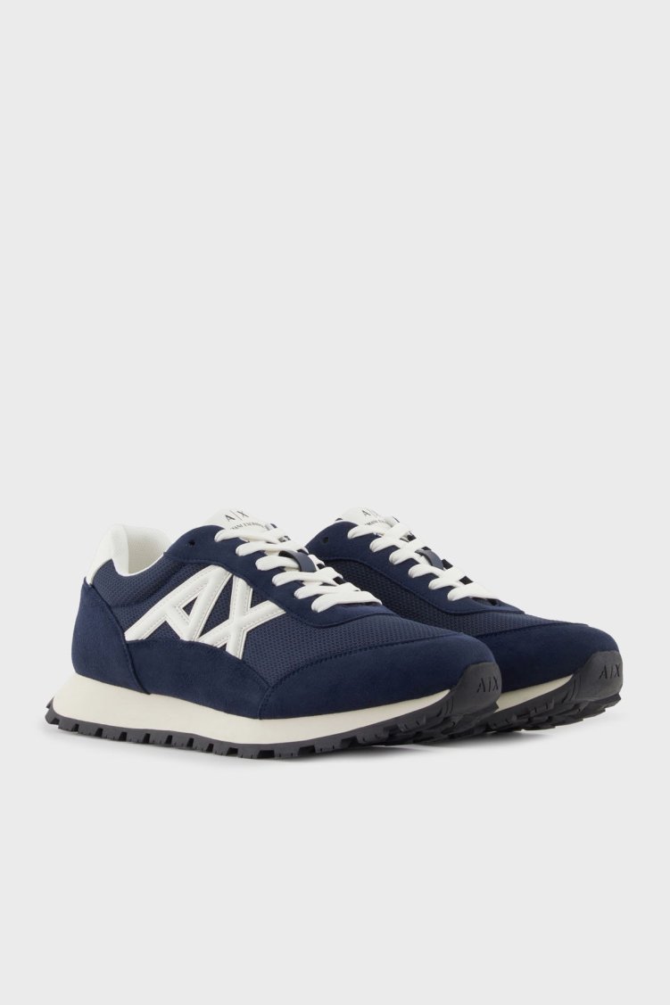 Armani Exchange Logolu Süet Detaylı Sneaker Erkek Ayakkabı XM001960 AF19388 MB005 LACİVERT-BEYAZ - Armani Exchange (1)
