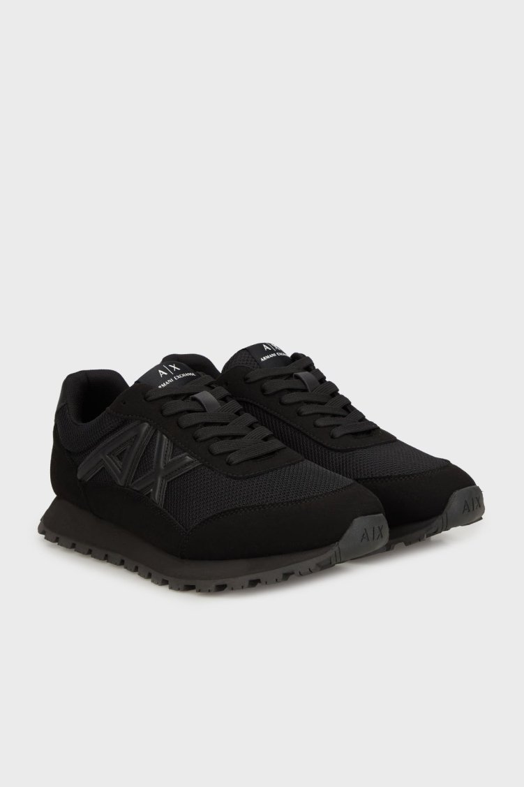 Armani Exchange Logolu Süet Detaylı Sneaker Erkek Ayakkabı XM001960 AF19388 MC005 SİYAH - Armani Exchange (1)