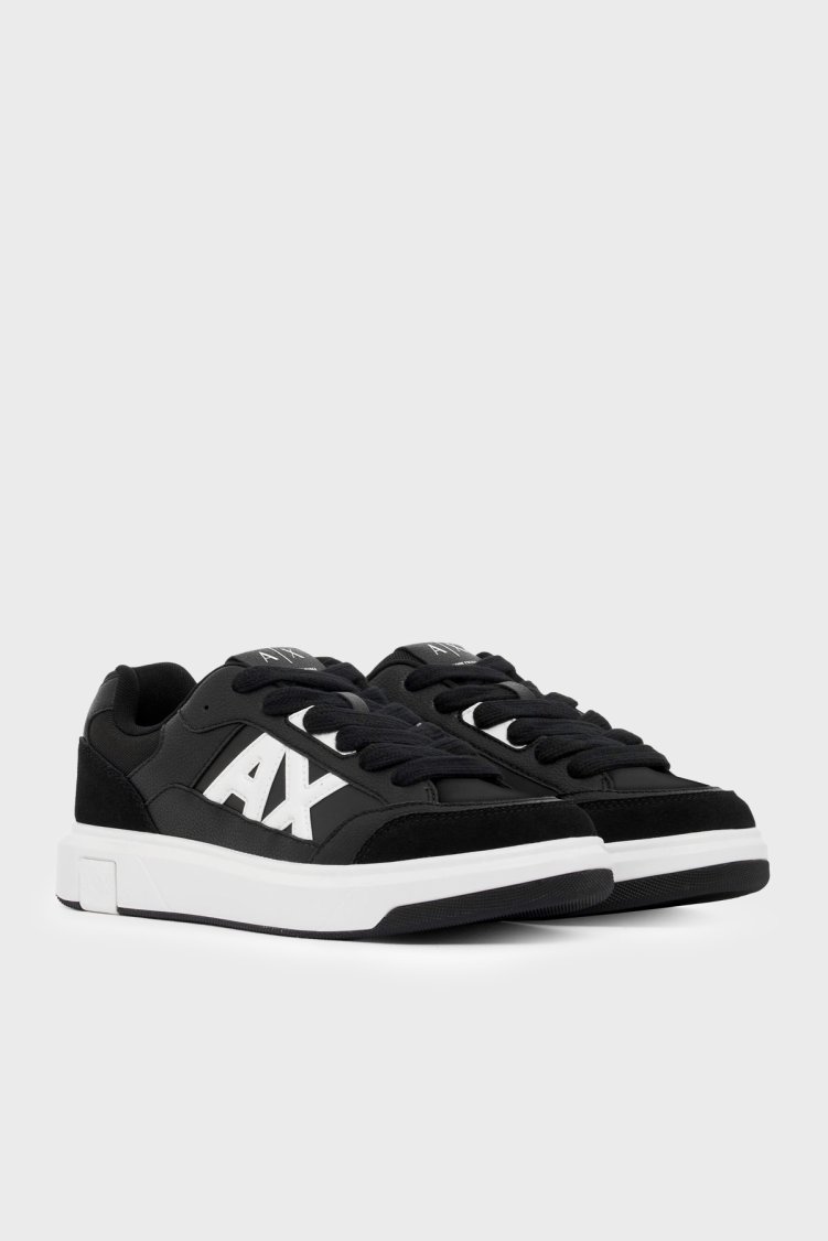 Armani Exchange Logolu Süet Detaylı Sneaker Erkek Ayakkabı XM003648 AF29508 MC482 Siyah-beyaz - Armani Exchange (1)