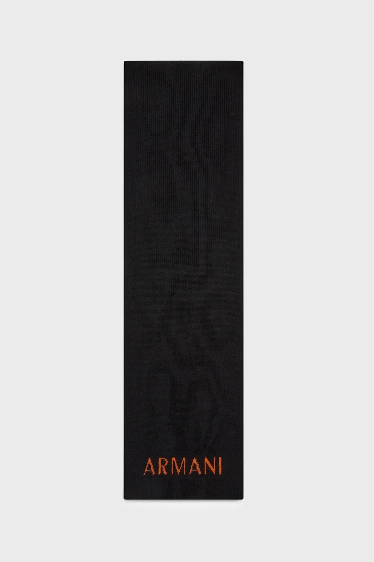 Armani Exchange Logolu Yün Karışımlı Erkek Atkı 954603 3F301 03620 SİYAH - Armani Exchange