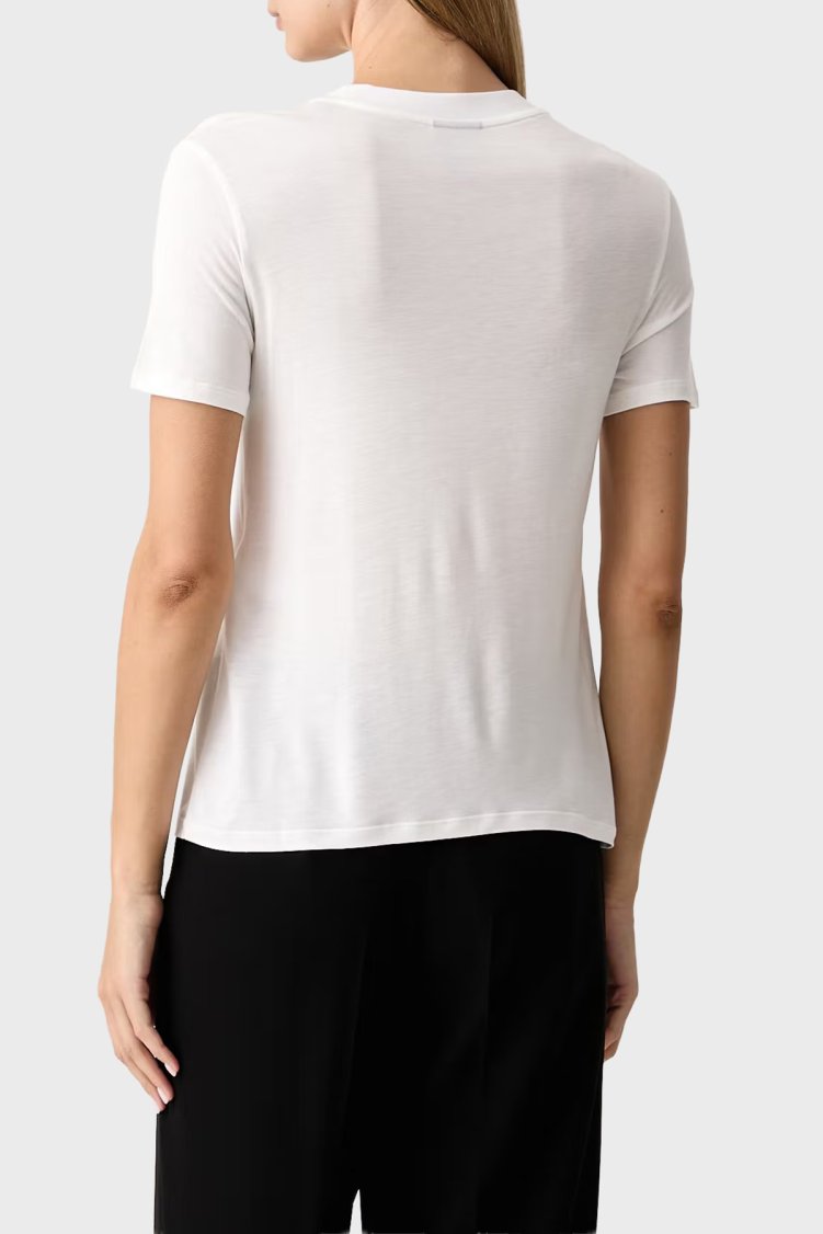 Armani Exchange Metalik Logolu Jarse Kumaş Bisiklet Yaka Kadın T Shirt XW002773 AF26303 U0002 Beyaz - Armani Exchange (1)