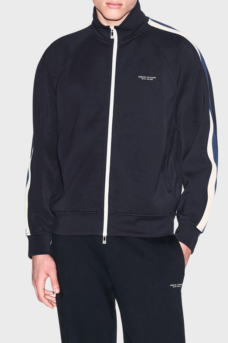 Armani Exchange Modal Kumaş Logolu Regular Fit Fermuarlı Erkek Sweat XM002892 AF19936 UB101 Lacivert - Armani Exchange