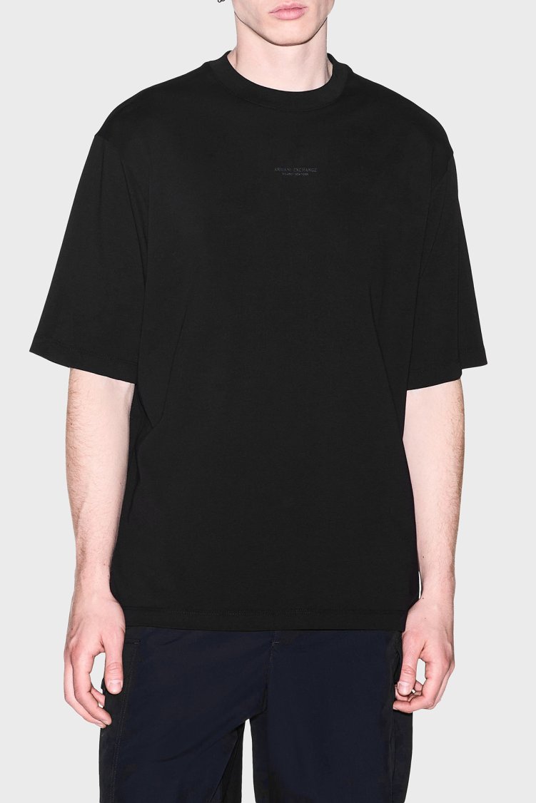 Armani Exchange Oversize Pamuklu Bisiklet Yaka Erkek T Shirt XM003560 AF28670 UC001 Siyah - Armani Exchange