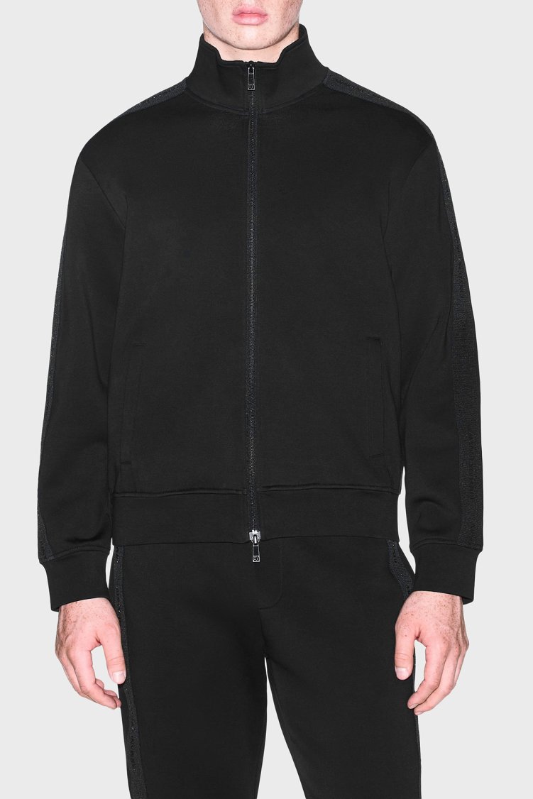 Armani Exchange Pamuk Karışımlı Dik Yaka Fermuarlı Erkek Sweat XM003144 AF13047 UC001 Siyah - Armani Exchange