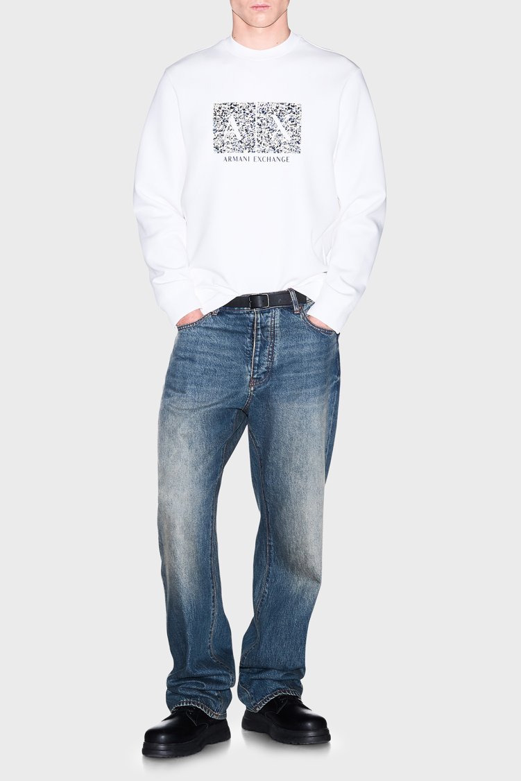 Armani Exchange Pamuk Karışımlı Regular Fit Bisiklet Yaka Erkek Sweat XM002888 AF10818 U0009 Beyaz - Armani Exchange (1)