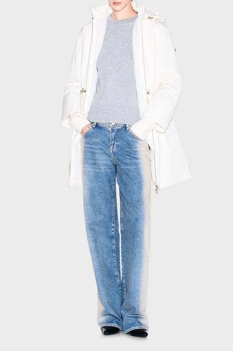Armani Exchange Pamuk Karışımlı Relaxed Fit Kapüşonlu Bayan Parka XW000712 AF16215 U1003 EKRU - Armani Exchange