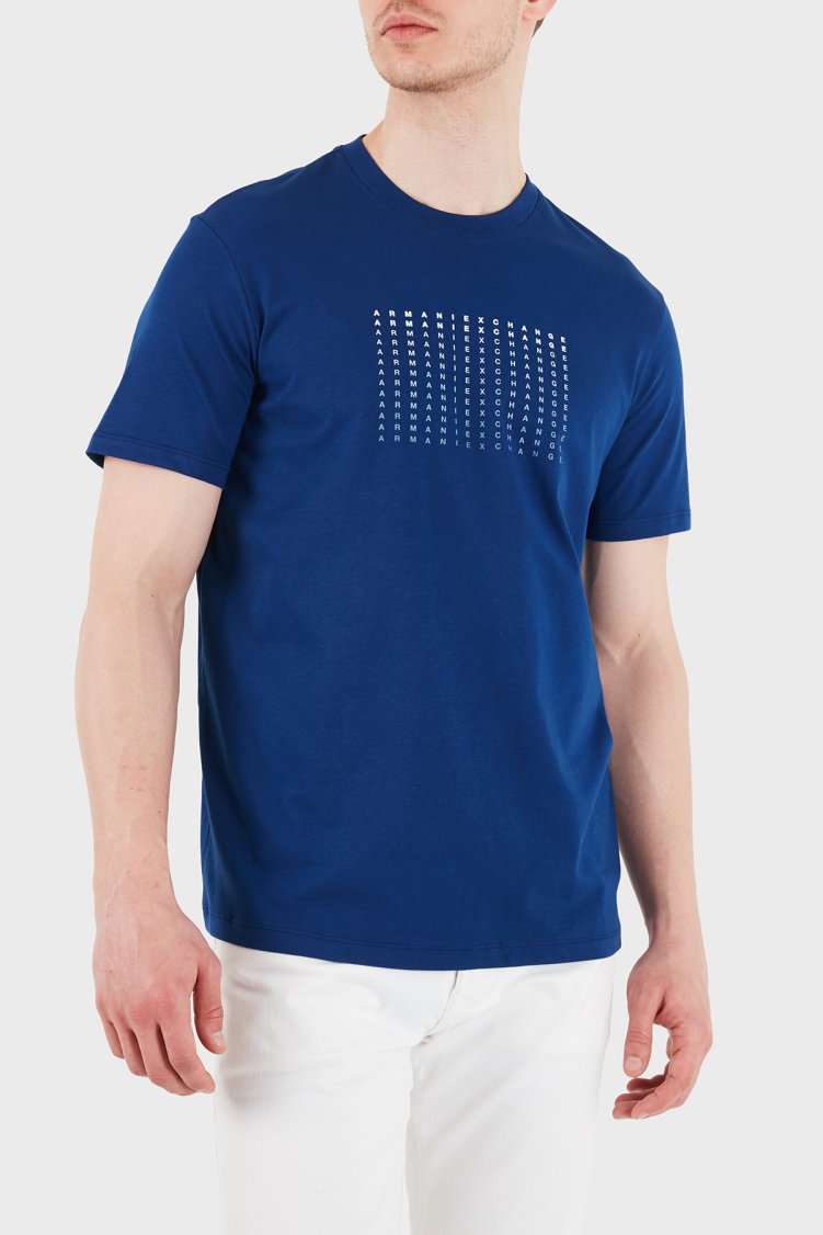 Armani Exchange Pamuklu Baskılı Bisiklet Yaka Erkek T Shirt XM002519 AF10334 UB131 SAKS - Armani Exchange