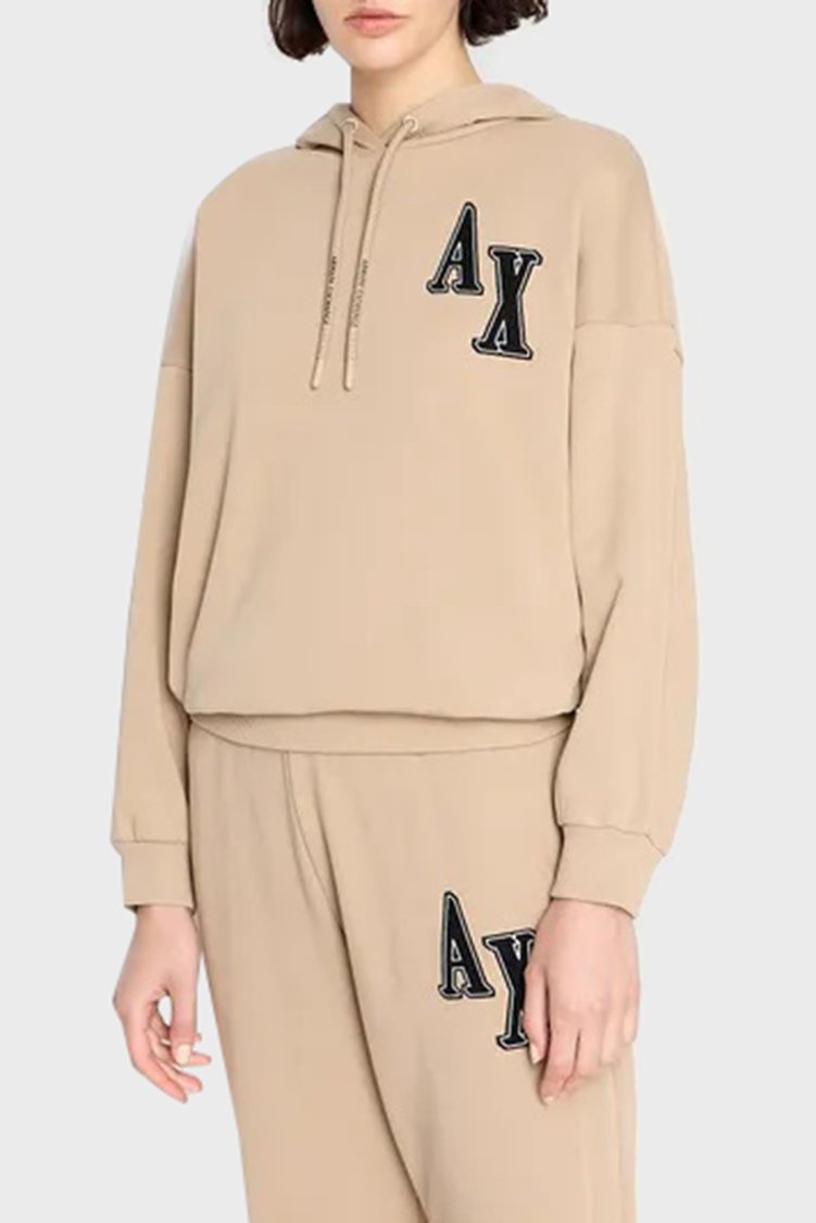 Armani Exchange Pamuklu Kapüşonlu Regular Fit Kadın Sweat 6RYM38 YJEBZ 0748 Sütlü kahve - Armani Exchange
