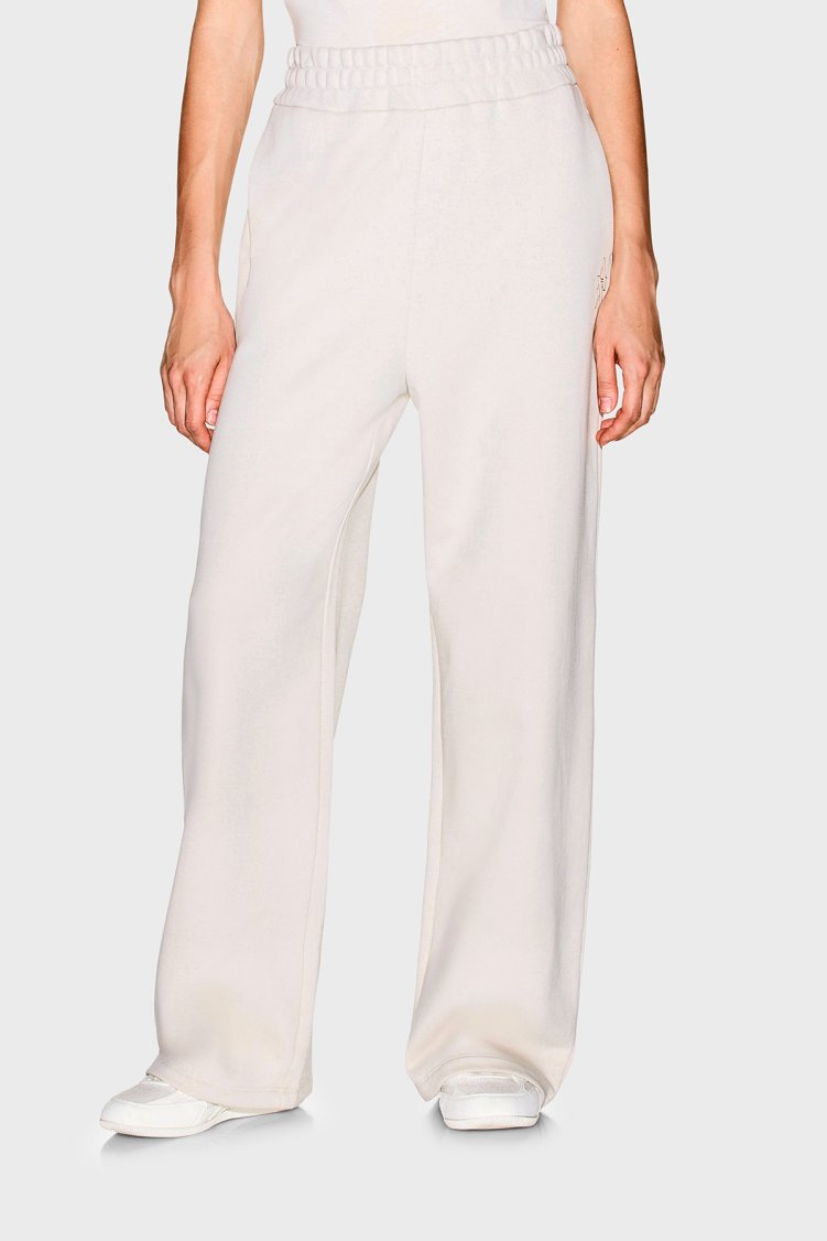 Armani Exchange Pamuklu Lastikli Bel Bol Paça Kadın Pantolon XW002404 AF25528 U1039 Ekru - Armani Exchange