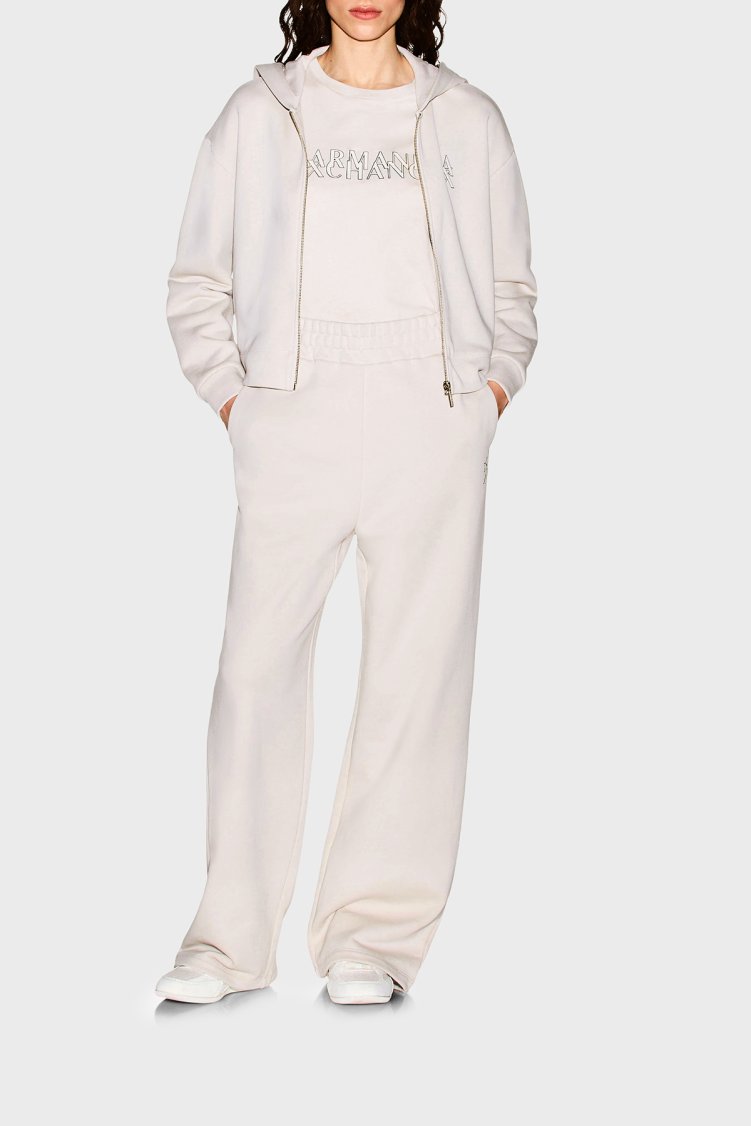 Armani Exchange Pamuklu Lastikli Bel Bol Paça Kadın Pantolon XW002404 AF25528 U1039 Ekru - Armani Exchange (1)