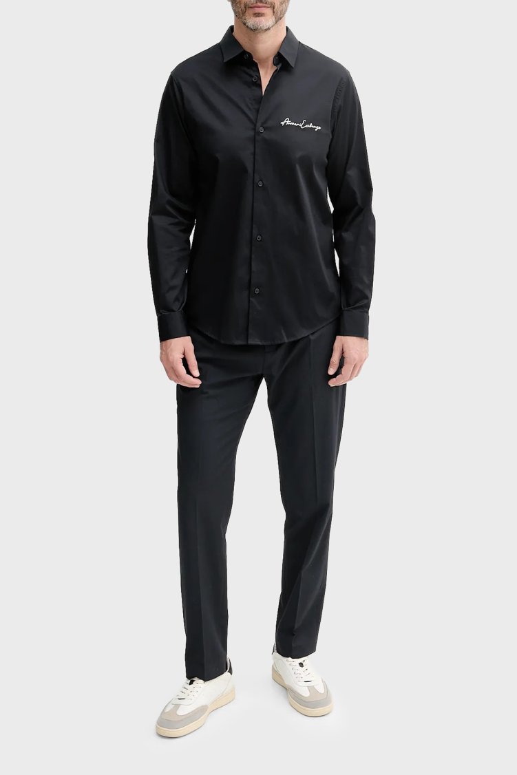 Armani Exchange Pamuklu Logo İşlemeli Regular Fit Erkek Gömlek XM001224 AF10192 UB101 Lacivert - Armani Exchange (1)
