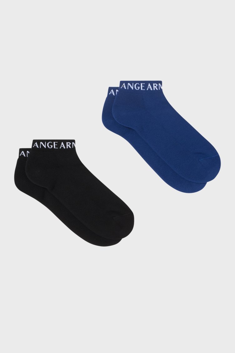 Armani Exchange Pamuklu Logolu 2 Pack Erkek Çorap 956013 CC406 MB578 Mavi-Siyah - Armani Exchange