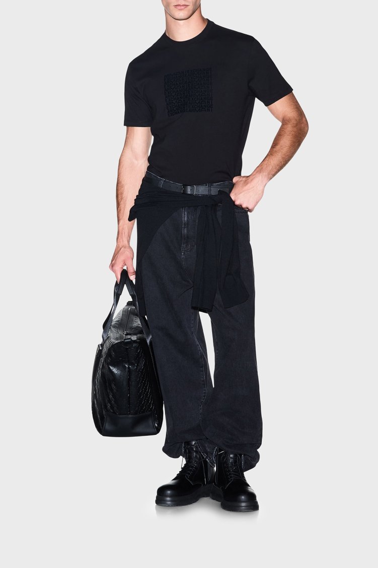 Armani Exchange Pamuklu Logolu Regular Fit Bisiklet Yaka Erkek T Shirt XM003044 AF21323 UC001 Siyah - Armani Exchange