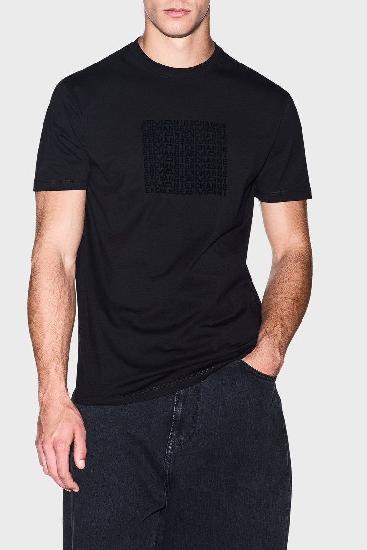 Armani Exchange Pamuklu Logolu Regular Fit Bisiklet Yaka Erkek T Shirt XM003044 AF21323 UC001 Siyah - Armani Exchange