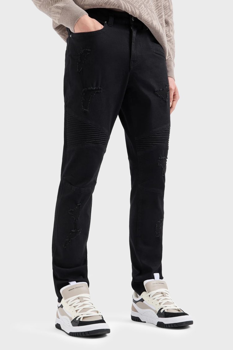 Armani Exchange Pamuklu Logolu Slim Fit Normal Bel Jeans Erkek Kot Pantolon 6DZJ27 Z1AAZ 1200 SİYAH - Armani Exchange