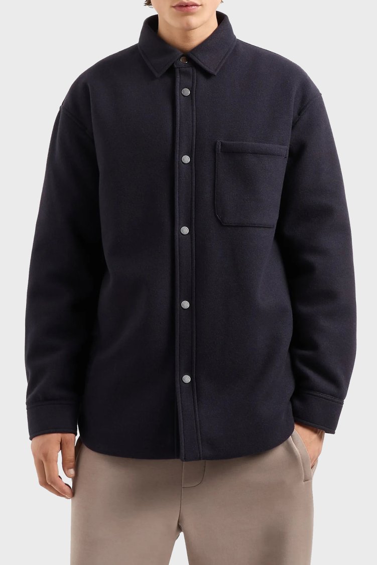 Armani Exchange Pamuklu Loose Fit Erkek Gömlek 6DZB33 ZN5PZ 1510 LACİVERT - Armani Exchange