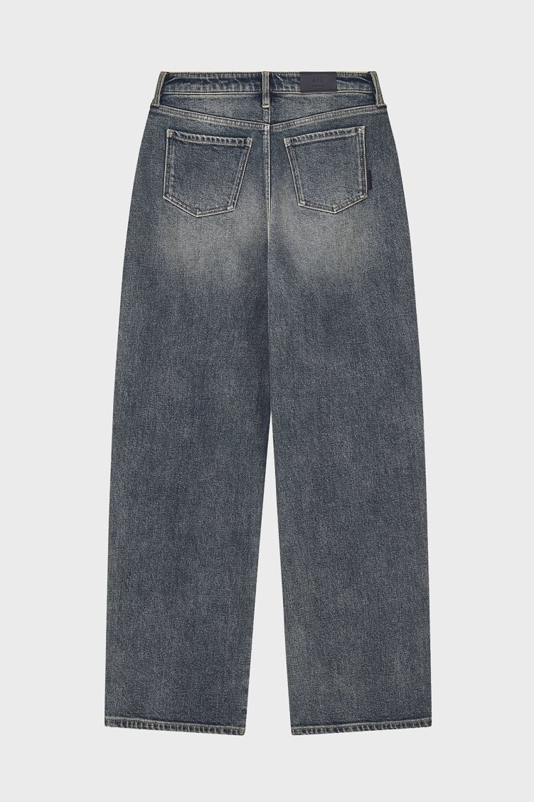 Armani Exchange Pamuklu Oversize Fit Zımba Detaylı Geniş Paça Jeans Kadın Kot Pantolon XW000100 AF25765 MB001 Mavi - Armani Exchange (1)