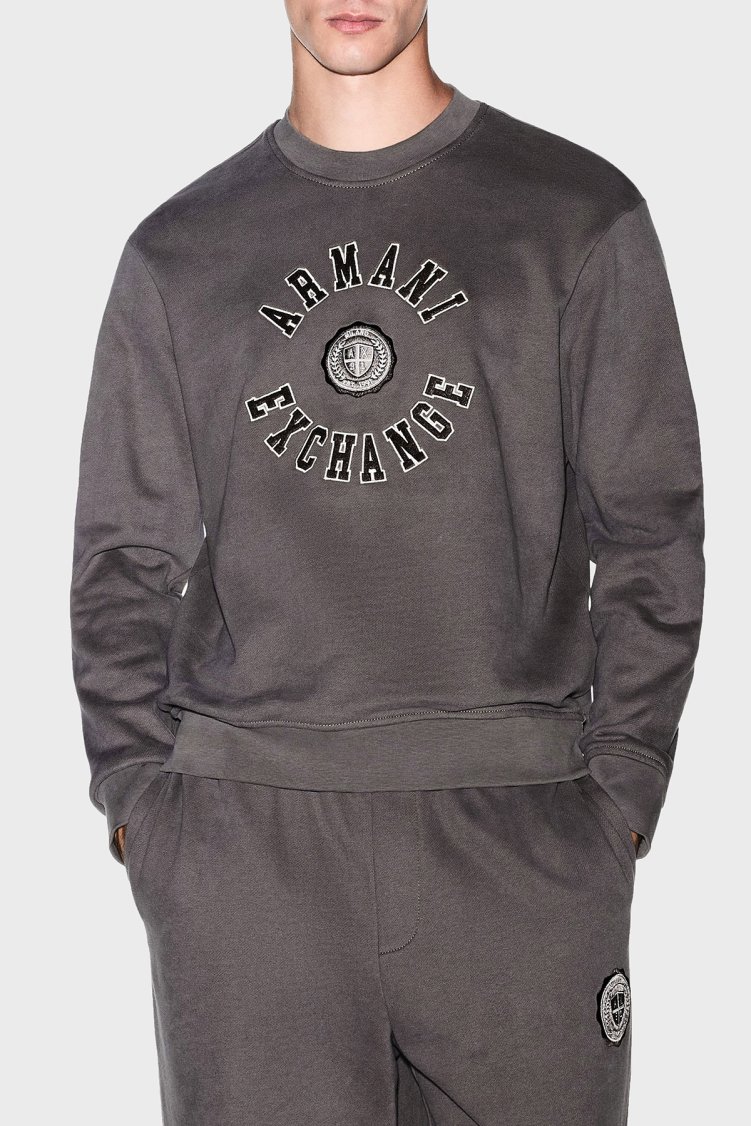 Armani Exchange Pamuklu Regular Fit Bisiklet Yaka Erkek Sweat XM002913 AF26047 U6125 Kahve - Armani Exchange