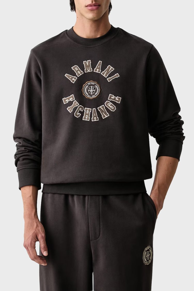 Armani Exchange Pamuklu Regular Fit Bisiklet Yaka Erkek Sweat XM002913 AF26047 U8128 Kahve - Armani Exchange