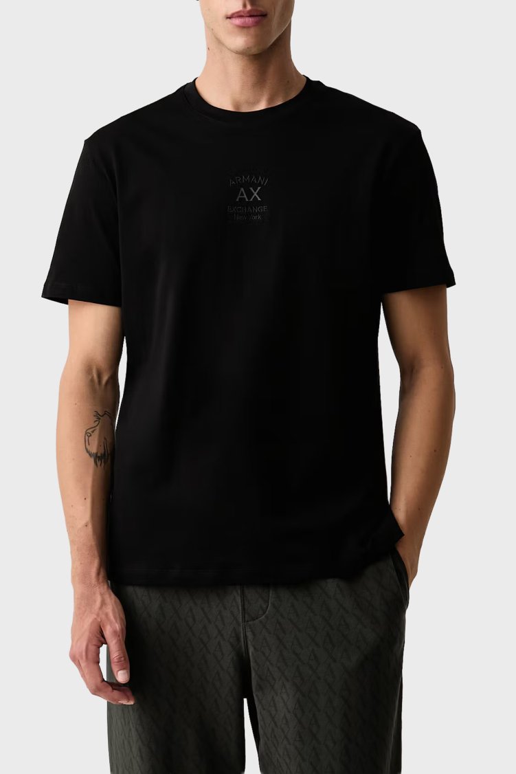 Armani Exchange Pamuklu Regular Fit Bisiklet Yaka Erkek T Shirt XM003023 AF10358 UC001 Siyah - Armani Exchange