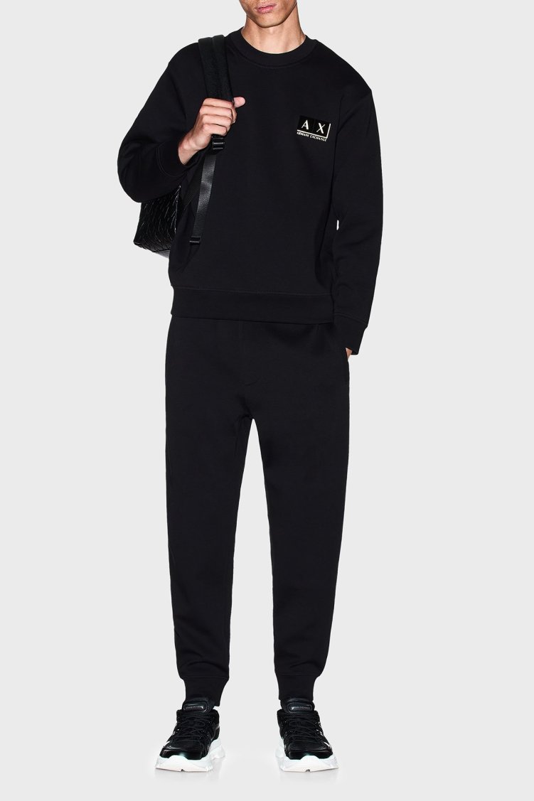Armani Exchange Pamuklu Regular Fit Bisiklet Yaka Logolu Erkek Sweat XM001892 AF10818 MC004 SİYAH-GOLD - Armani Exchange (1)