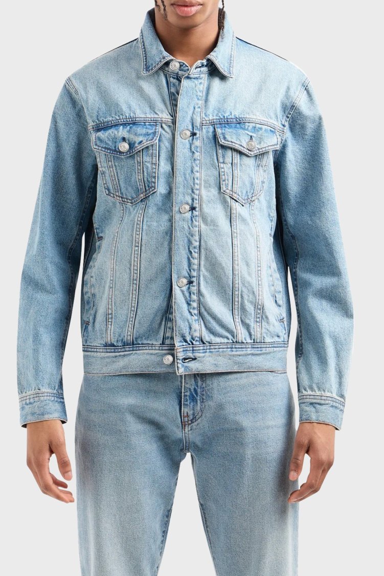 Armani Exchange Pamuklu Regular Fit Erkek Kot Ceket 8NZBP4 Z2P1Z 1500 MAVİ - Armani Exchange