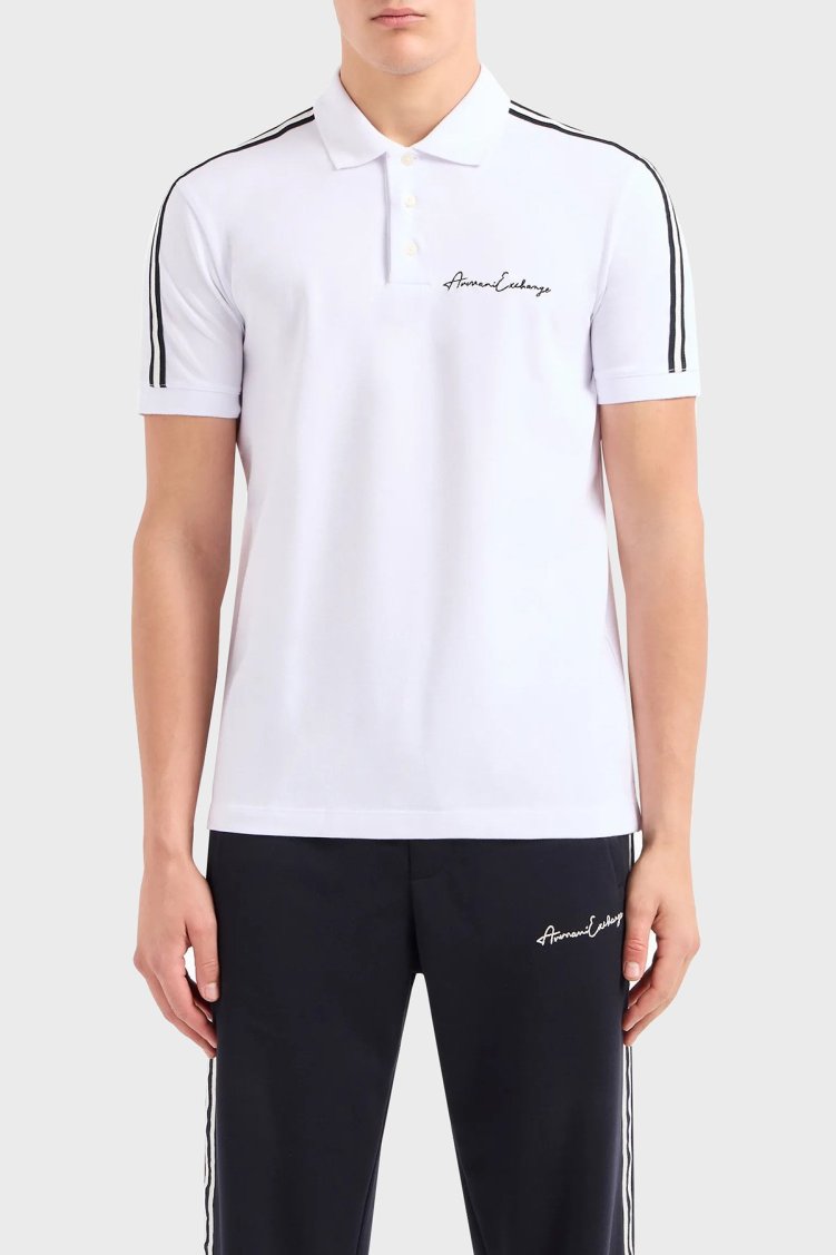 Armani Exchange Pamuklu Regular Fit Erkek Polo Yaka T Shirt 8NZFSG ZJ81Z 1100 BEYAZ - Armani Exchange