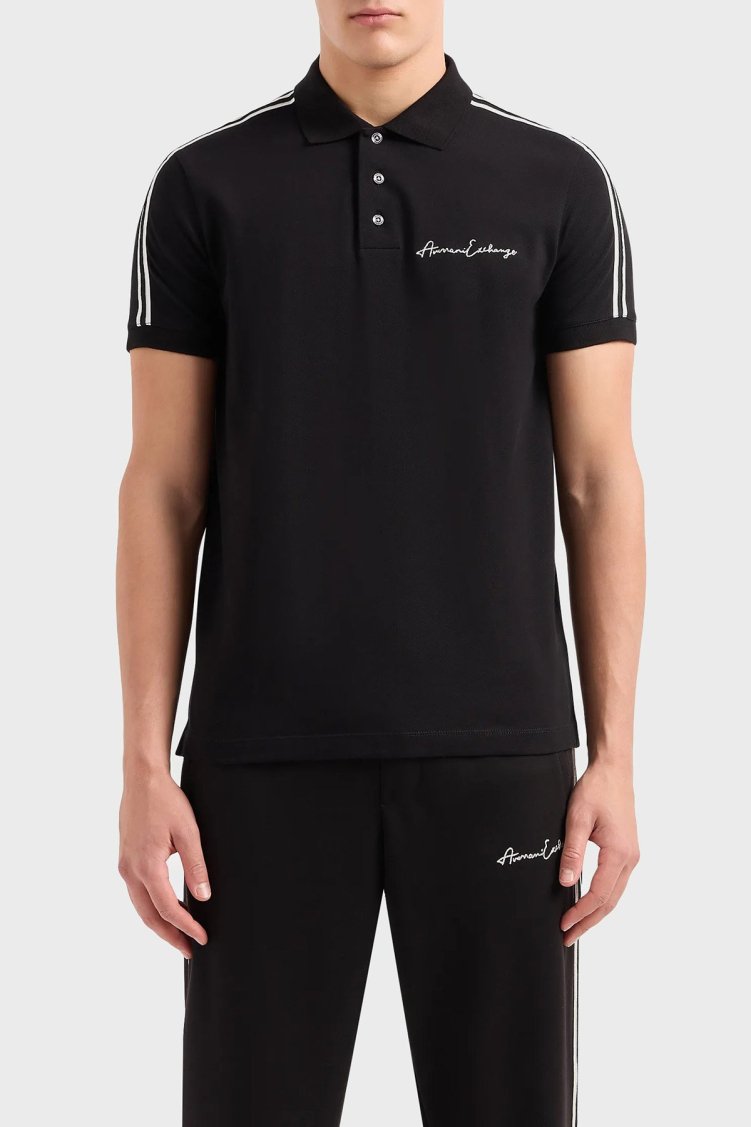 Armani Exchange Pamuklu Regular Fit Erkek Polo Yaka T Shirt 8NZFSG ZJ81Z 1200 SİYAH - Armani Exchange