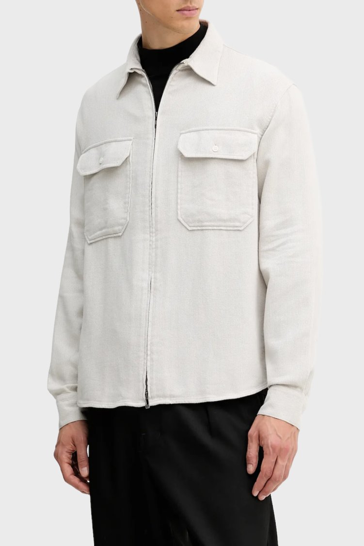 Armani Exchange Pamuklu Regular Fit Fermuarlı Cepli Erkek Gömlek XM001140 AF16611 F1020 EKRU - Armani Exchange