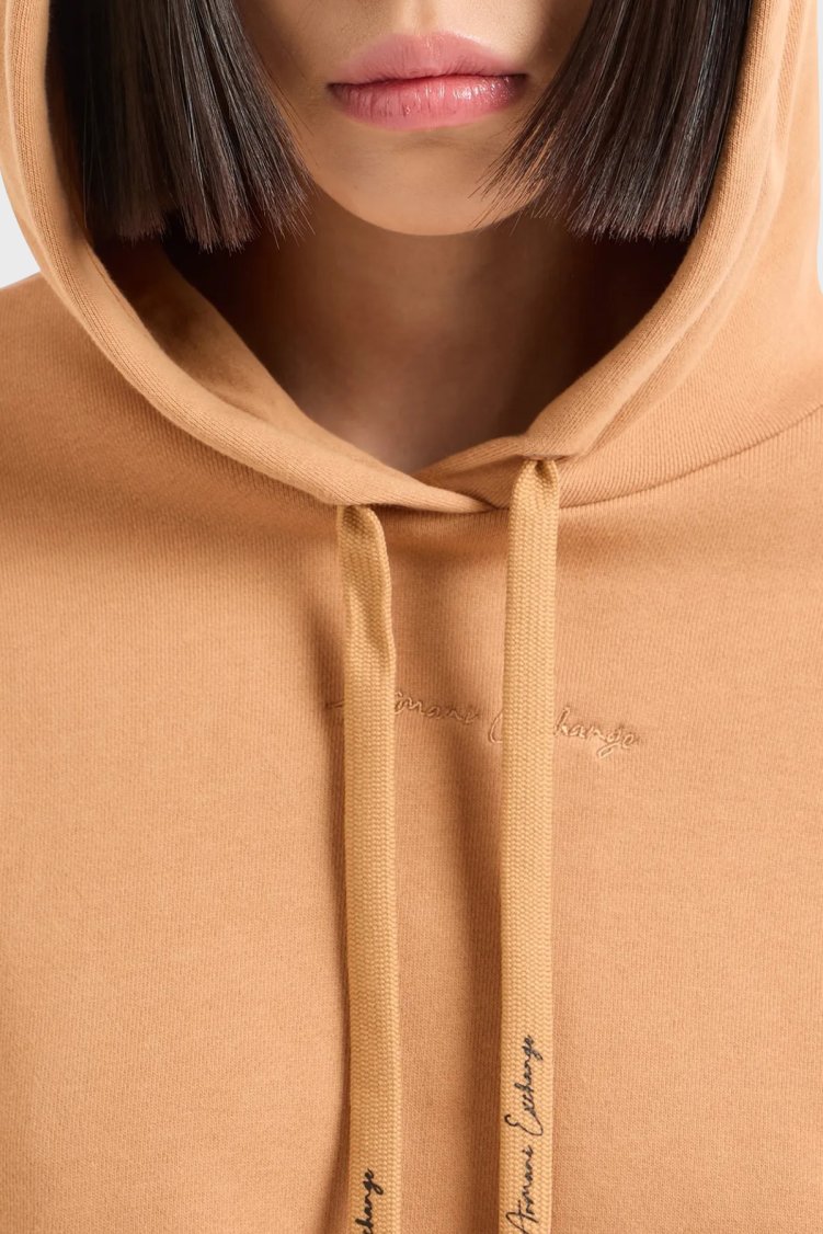 Armani Exchange Pamuklu Regular Fit Kapüşonlu Crop Kadın Sweat 6DYM71 YJEEZ 1788 Tarçın - Armani Exchange (1)