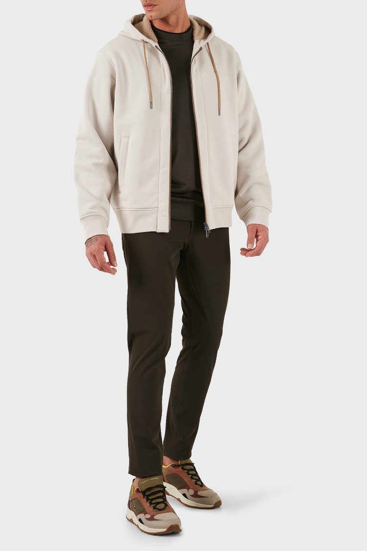 Armani Exchange Pamuklu Regular Fit Kapüşonlu Fermuarlı Erkek Sweat XM001026 AF16279 U1013 EKRU - Armani Exchange (1)