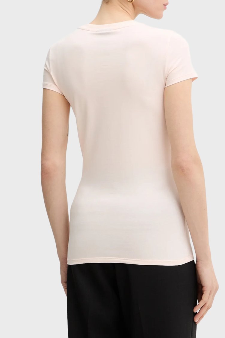 Armani Exchange Pamuklu Regular Fit Logolu Bisiklet Yaka Bayan T Shirt XW001837 AF16294 U4104 PUDRA - Armani Exchange (1)