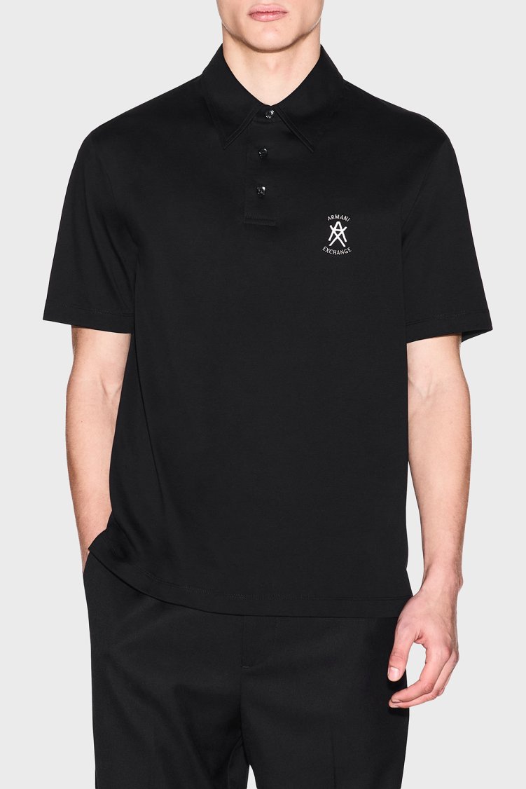 Armani Exchange Pamuklu Regular Fit Logolu Düğmeli Erkek Polo XM002209 AF10364 UC001 SİYAH - Armani Exchange