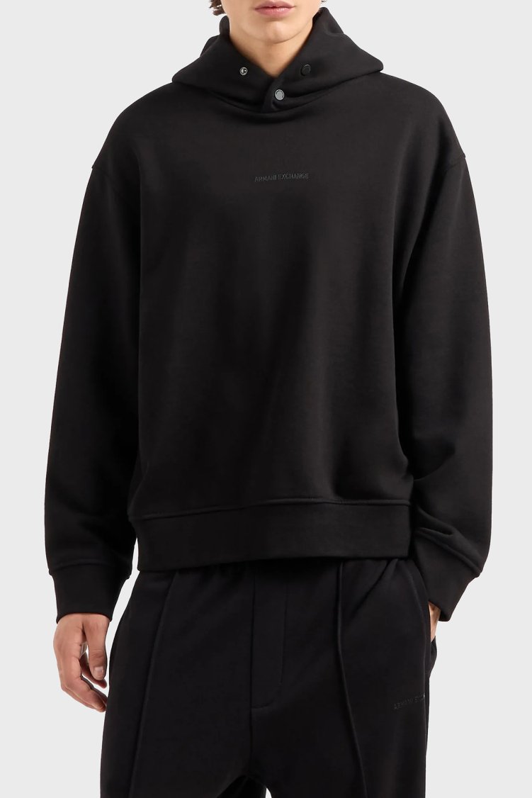 Armani Exchange Pamuklu Regular Fit Logolu Kapüşonlu Erkek Sweat 6DZMLJ ZJ4XZ 1200 SİYAH - Armani Exchange