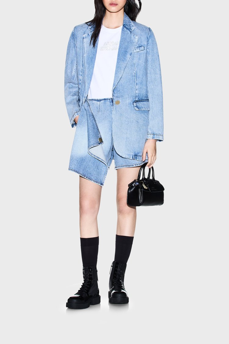 Armani Exchange Pamuklu Regular Fit Mini Etek Bayan Short XW002265 AF21338 MB001 LACİVERT - Armani Exchange (1)