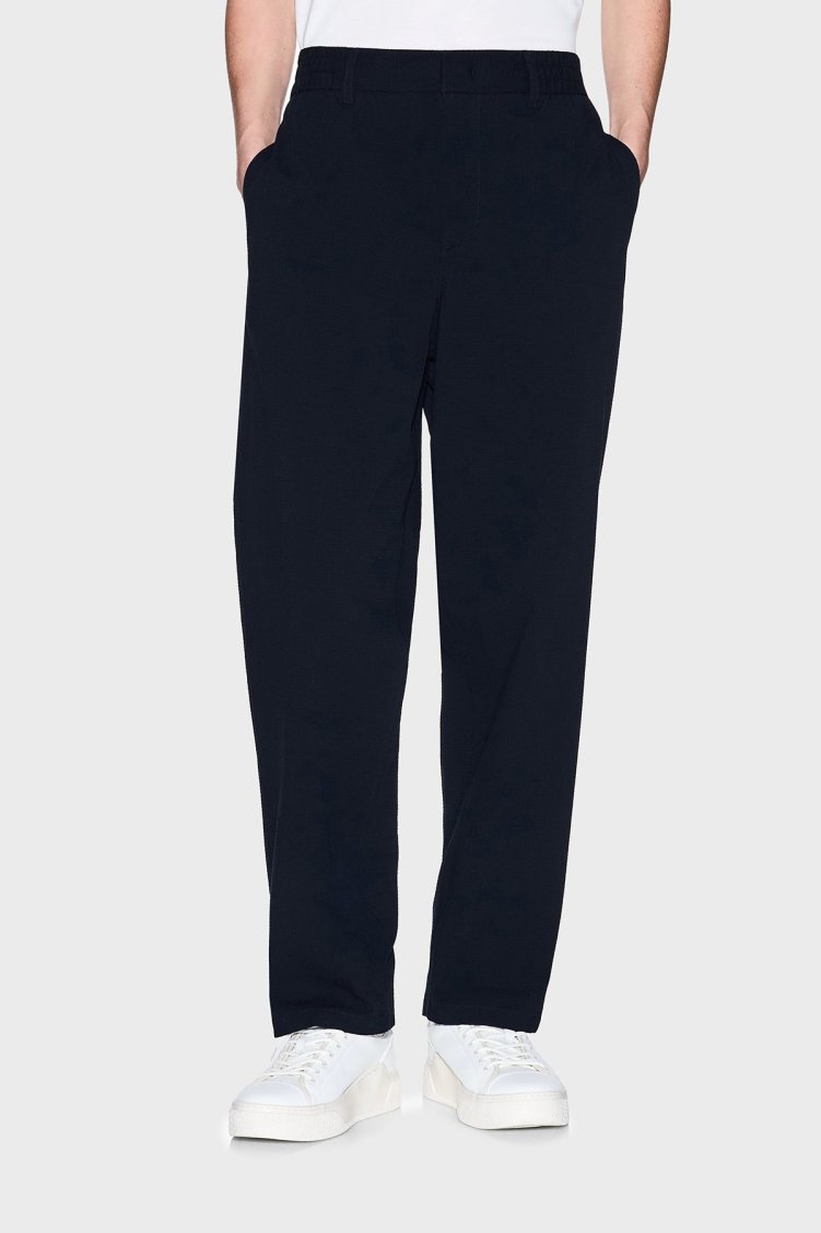 Armani Exchange Pamuklu Regular Fit Normal Bel Düz Paça Chino Erkek Pantolon XM001235 AF14861 UB101 LACİVERT - Armani Exchange