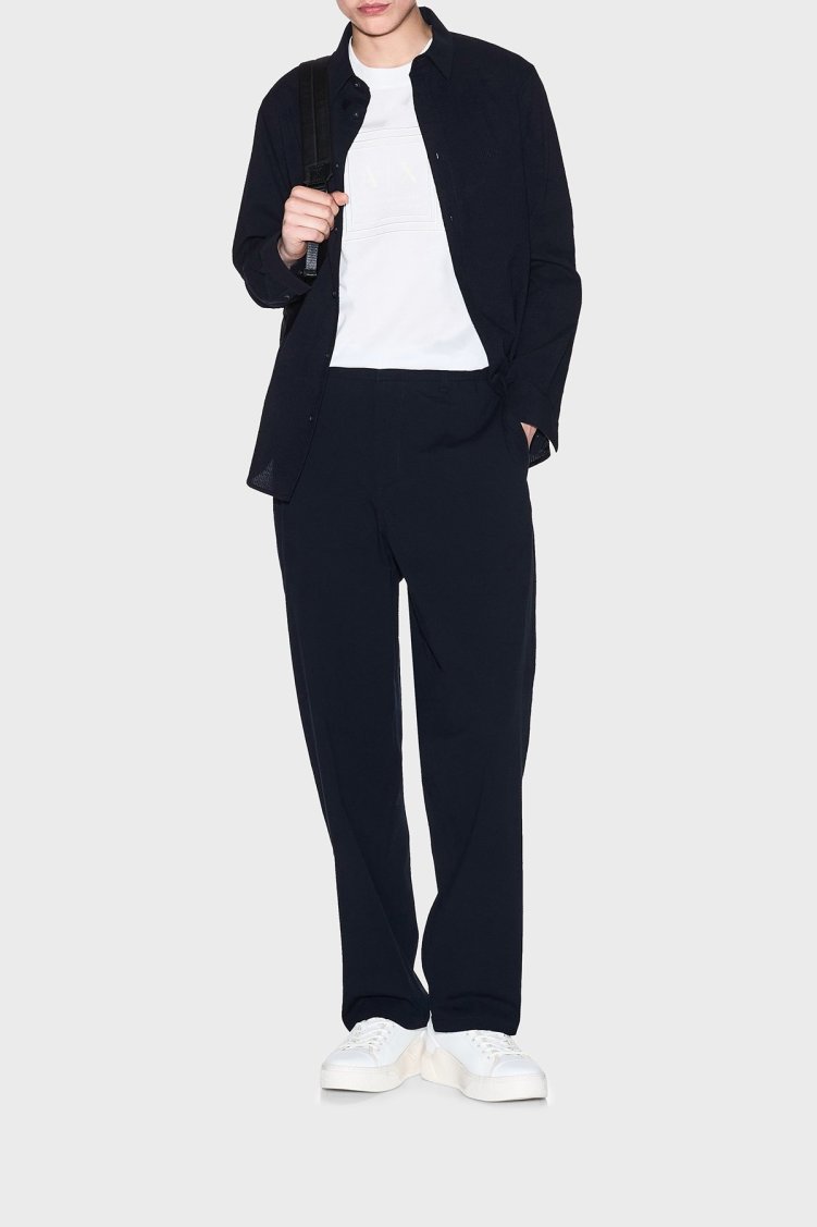 Armani Exchange Pamuklu Regular Fit Normal Bel Düz Paça Chino Erkek Pantolon XM001235 AF14861 UB101 LACİVERT - Armani Exchange (1)