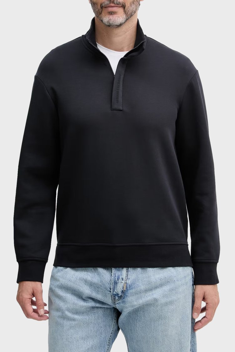 Armani Exchange Pamuklu Regular Fit Yarım Fermuarlı Dik Yaka Erkek Sweat XM001295 AF10818 UB101 Lacivert - Armani Exchange