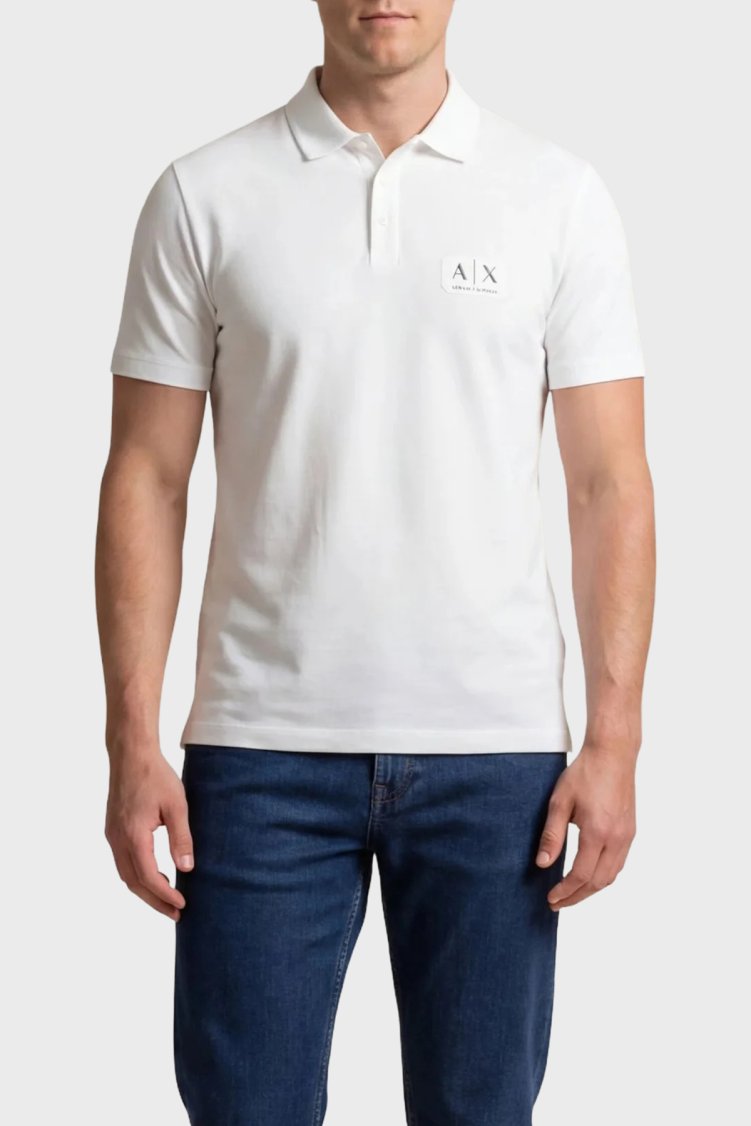 Armani Exchange Pamuklu Regular Logolu Düğmeli Erkek Polo XM002232 AF10364 U0009 BEYAZ - Armani Exchange