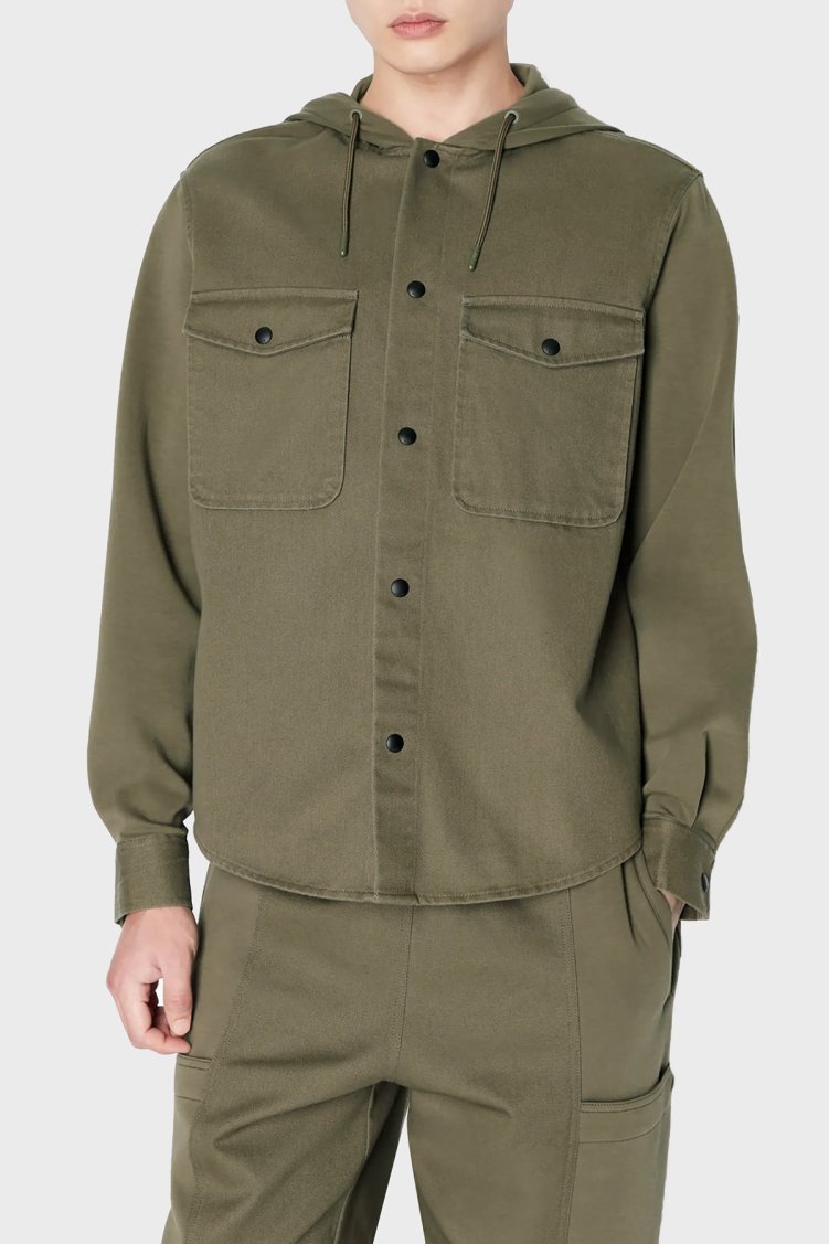 Armani Exchange Pamuklu Relaxed Fit Çift Cepli Kapüşonlu Erkek Gömlek 6RZCL1 Z196Z 1784 HAKİ - Armani Exchange
